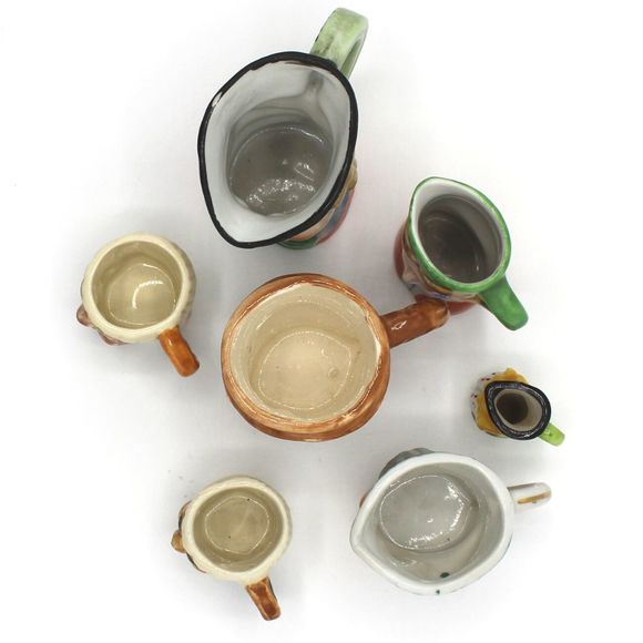 Vintage Hand Painted Japan Ceramic Pottery Collectible Toby Jugs Handle Lot of 7 - Picture 10 of 10